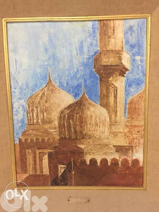 beautiful oil on panel late 20th century mosque 1