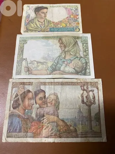 عملة ٥ و ١٠ و ٢٠ فرنك فرنسي سنة ١٩٤٣