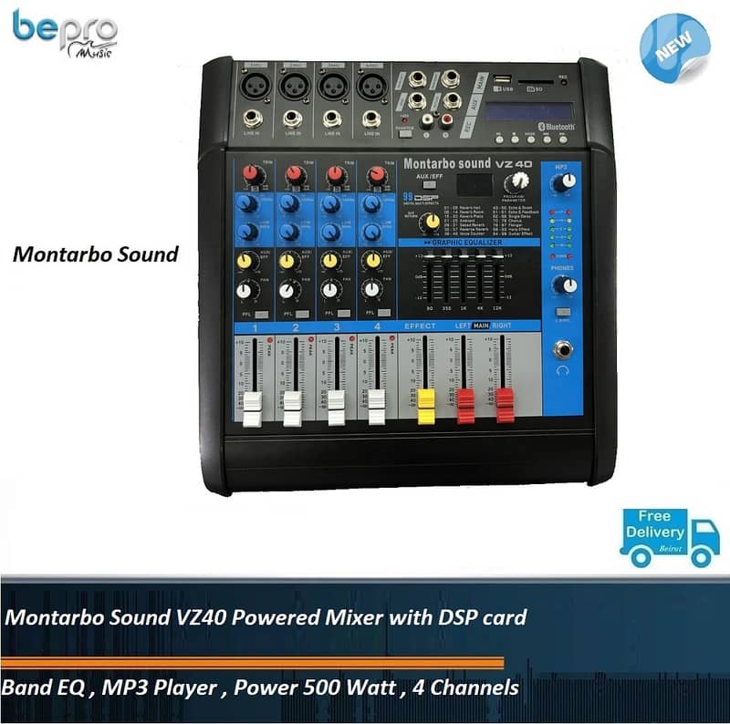 Mixer with Power 500 Watt Montarbo Sound with DSP effect , Mp3 Player 0