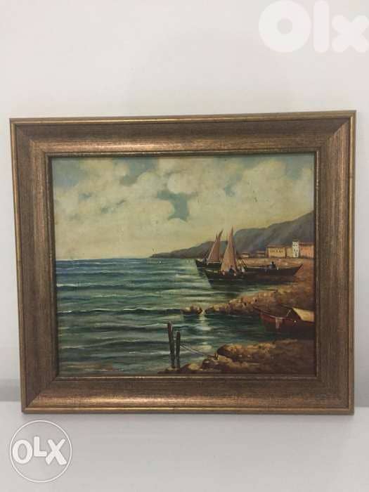 antique mid century europeen oil on panel painting 0