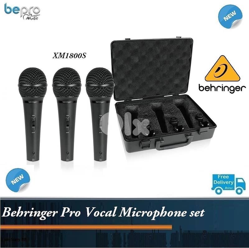 Behringer XM1800S Dynamic Vocal & Instrument Microphone (3-pack) 0