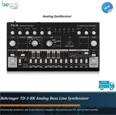 Behringer TD-3-BK Analog Bass Line Synthesizer with 16-step Sequencer