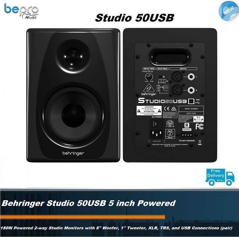 Behringer Studio 50USB 5 inch Powered Studio Monitors with USB 0