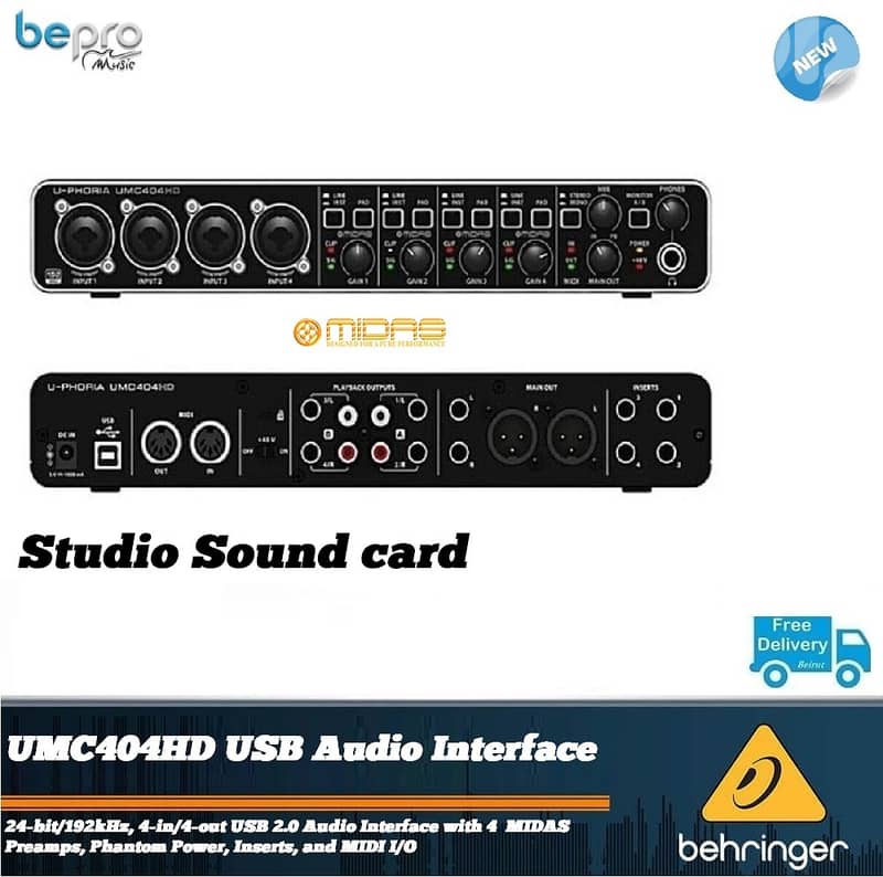 Behringer U-Phoria UMC404HD USB Audio Interface,Studio recording 0