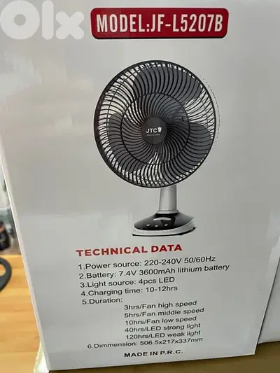 JTC rechargeable fan 12” Table JTC rechargeable fan 12” Table