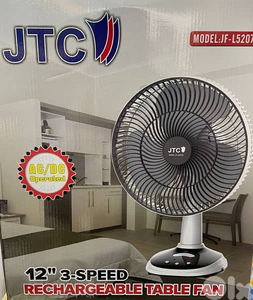 JTC rechargeable fan 12” Table 2