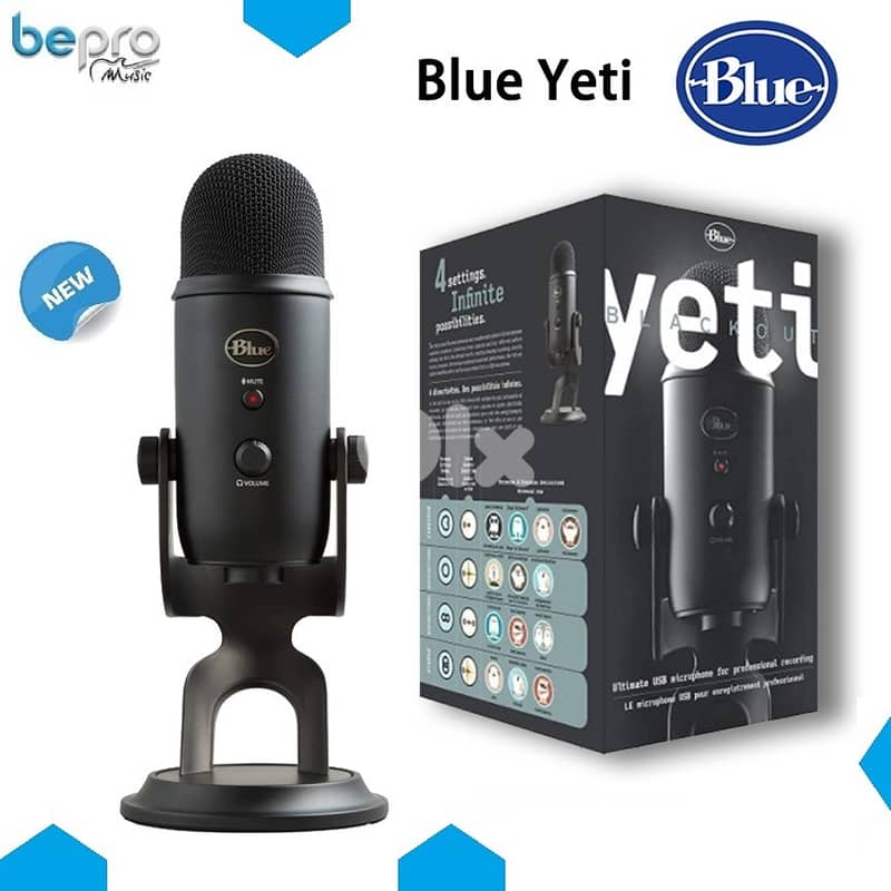 Blue Microphones Yeti Multi-pattern USB Condenser Microphone -Blackout 0