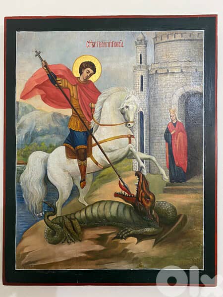 beautiful antique st georges Russian icon 0