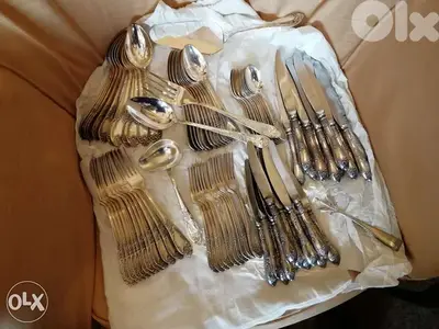 طقم سرفيس سفرة ملاعق شوك سكاكين ٩١ قطعة كامل متكامل ٧ دزينة قطع إكسترا