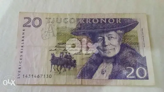 Sweden Kronor banknote Memorialعملة ورقية دولة السويد