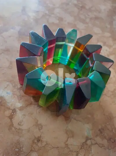 60's made BAKALITE hand bracelet rainbow color