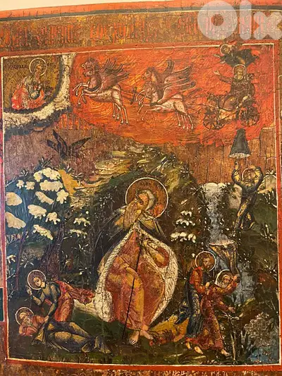 rare antique early 19th century Russian icon St Elia