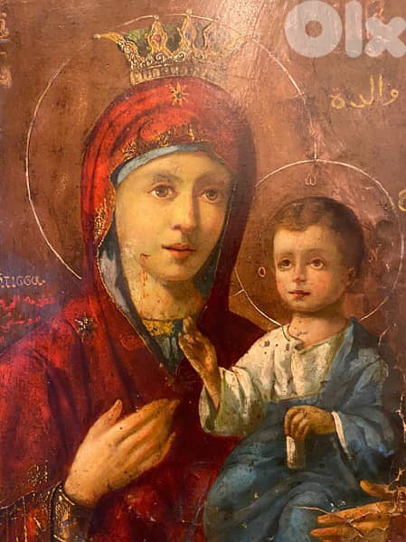 rare Melkite icon dated 1885 holy mother and child 1
