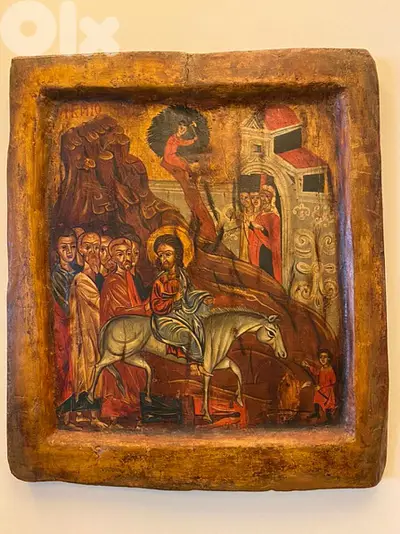 antique greeck icon Palm Sunday 19th