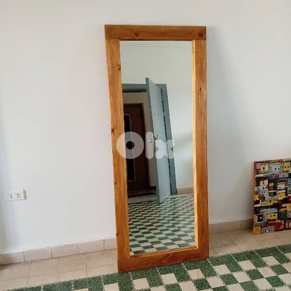 large mirror made from natural pine wood 1