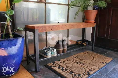 [ Industrial steel design - bench with shoe rack ]