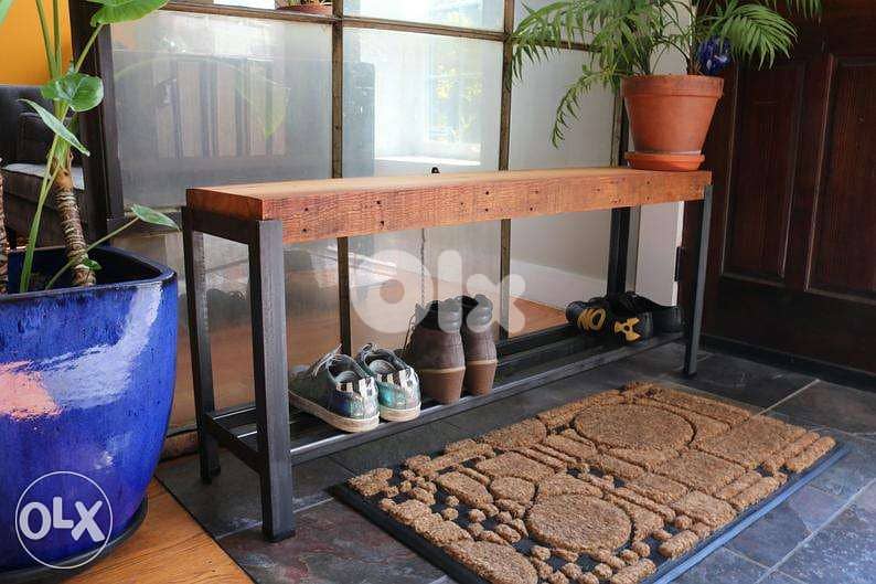 [ Industrial steel design - bench with shoe rack ] 0