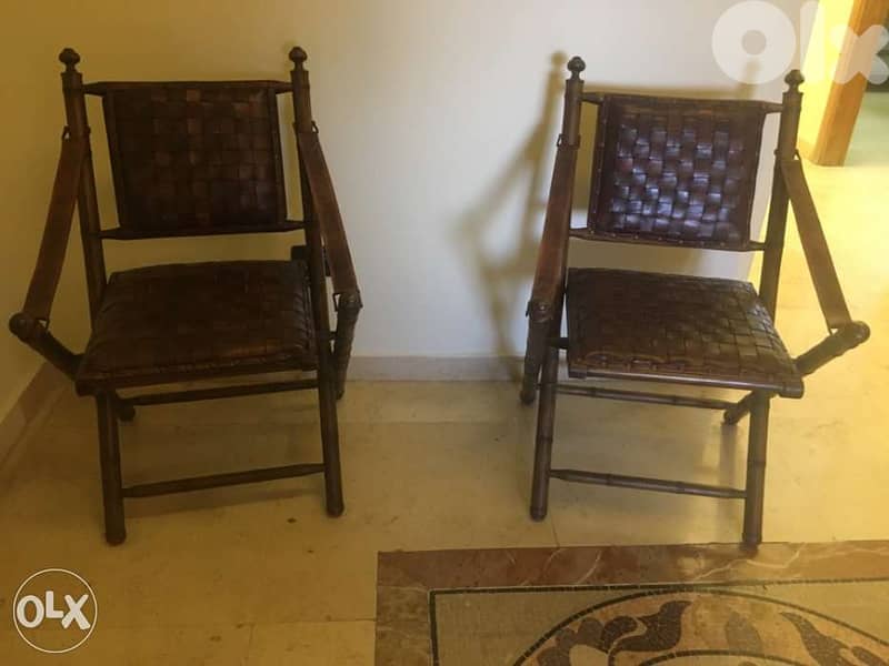 New Bench and 2 folding chairs genuine leather 0