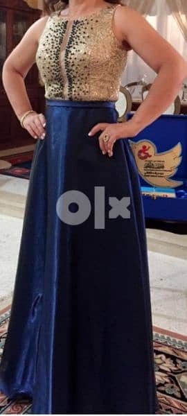 long dress ,used one time ,good quality ,clean ,blue marine with gold 1
