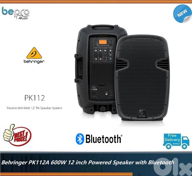 Behringer PK112A 600W 12 inch Powered Speaker with Bluetooth 0