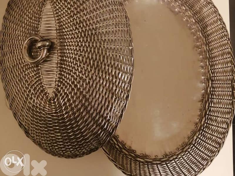 Cache pyrex tressé argent. 1