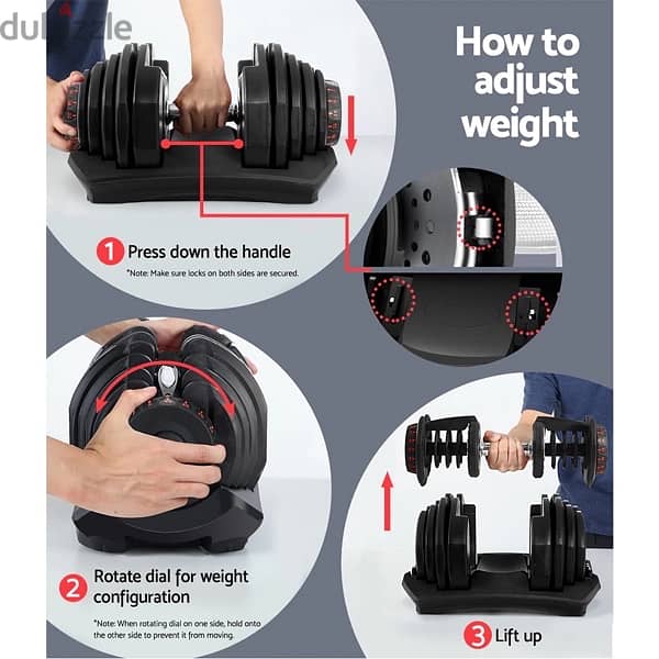 Pair of Adjustable Dumbbells 2.5Kg To 24Kg each 2