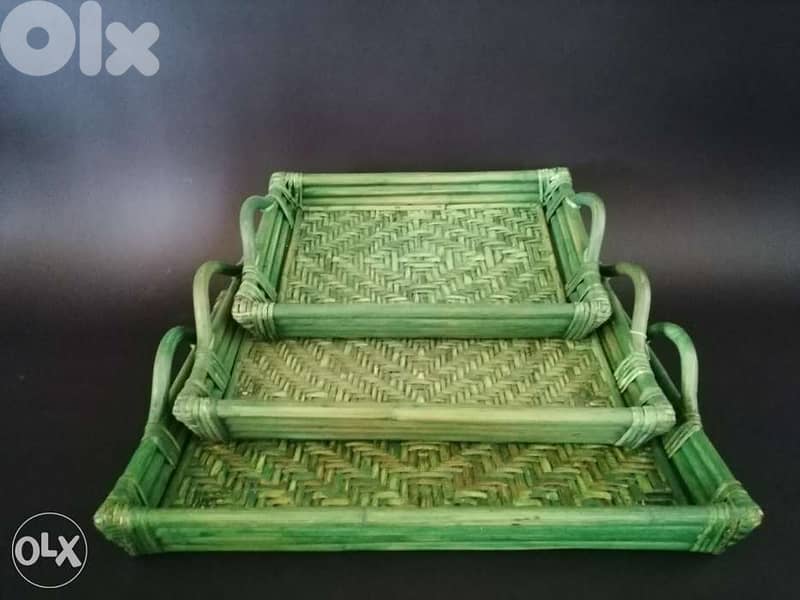 Bamboo tray set of 3 1