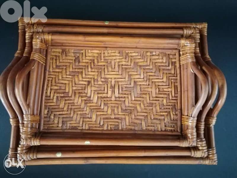 Bamboo tray set of 3 5