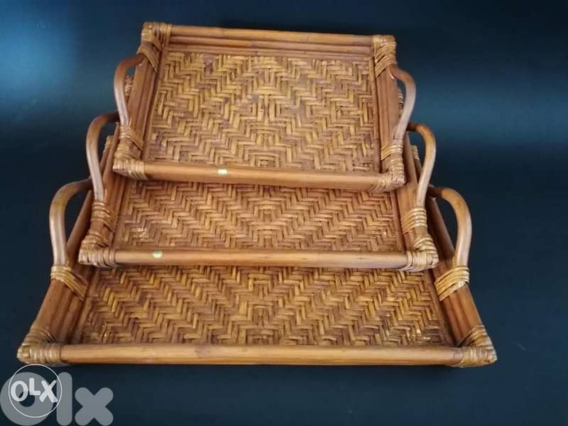 Bamboo tray set of 3 7