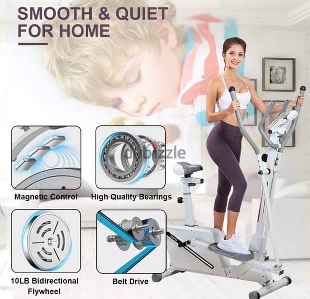 Dripex Cross Trainer Machine - 2in1 Elliptical Exercise Machine 8 lvls 2