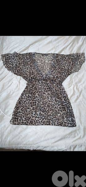 shirt cardigan leopard print chiffon s to xxL. sequins v neck 1