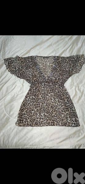 shirt cardigan leopard print chiffon s to xxL. sequins v neck 2