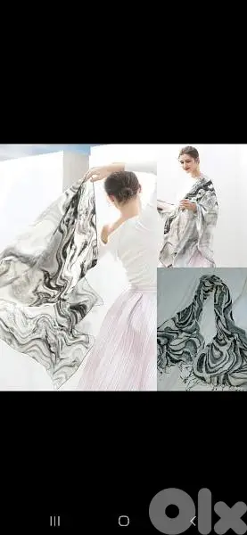 scarf grey white black linen 70*17cm