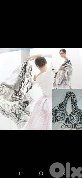 scarf grey white black linen 70*17cm 0