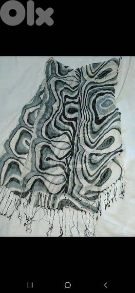 scarf grey white black linen 70*17cm 4