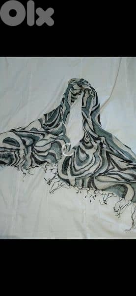 scarf grey white black linen 70*17cm 6