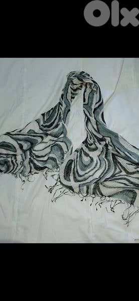 scarf grey white black linen 70*17cm 7