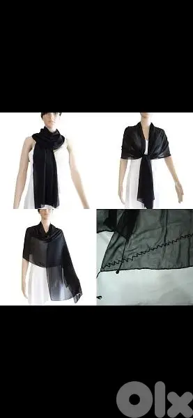 black mousline scarf fi seda 50cm* 170cm. w fi ma3 kharaz 45*200cm