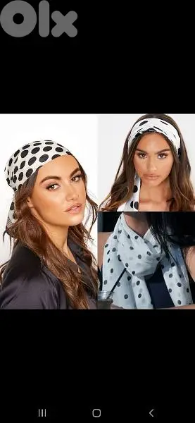 scarf white polka dot scarf  15*130cm
