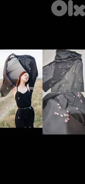 black florel pink scarf 40*160cm 0