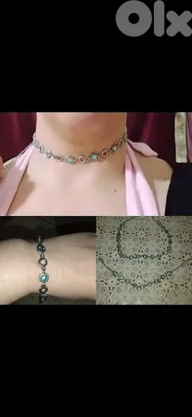 necklace set necklace & bracelet blue stone