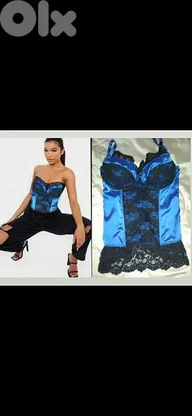 corsset blue with black lace s to xxL