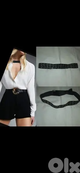 necklace choker black with strass suede