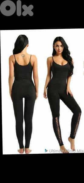 jumpsuit black lace up legs black s to xxL terke 1