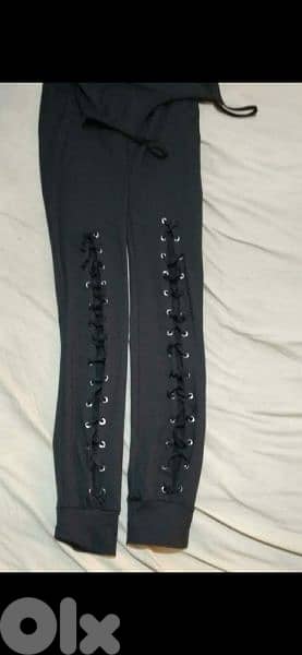 jumpsuit black lace up legs black s to xxL terke 2