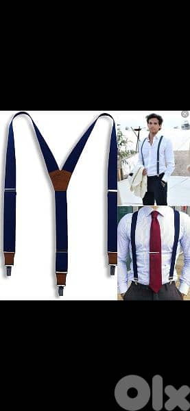 belt suspenders navy&brown  adjustable 0