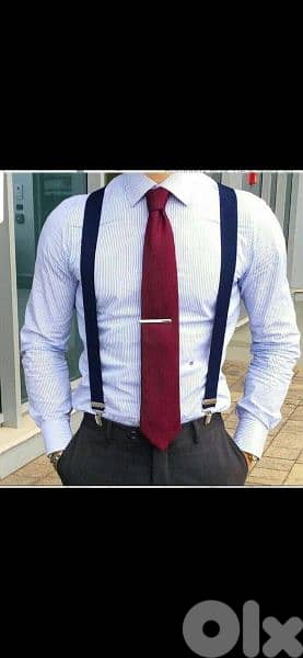 belt suspenders navy&brown  adjustable 1