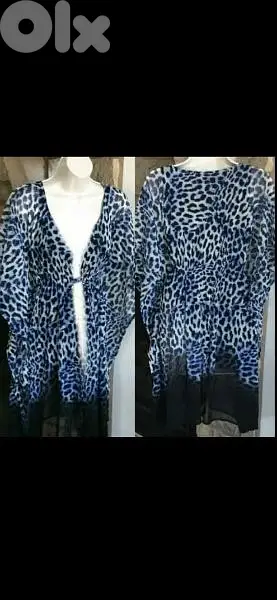 shirt cardigan chiffon lycra blue and black cardigan s to xxxL