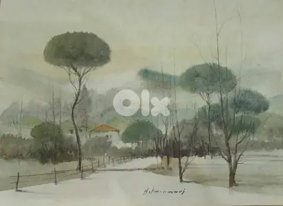1980s watercolour by the lebanese artist Haidar Hamaoui