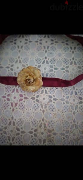 necklace choker red wine colour gold flower 2